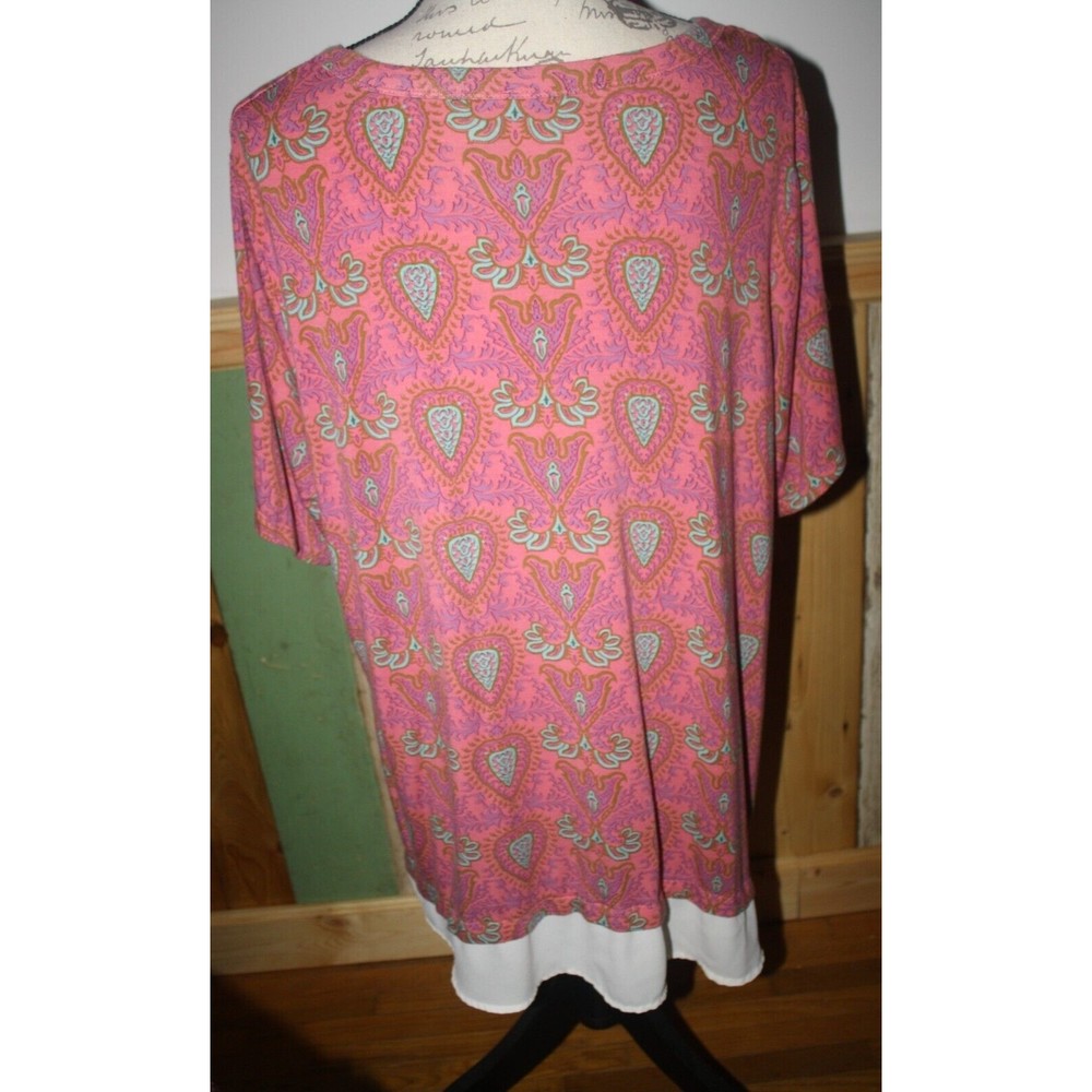 Rose + Olive Women's Top XXL 2XL Coral Purple Rayon Pullover Blouse Tunic Ladies - Picture 6 of 10
